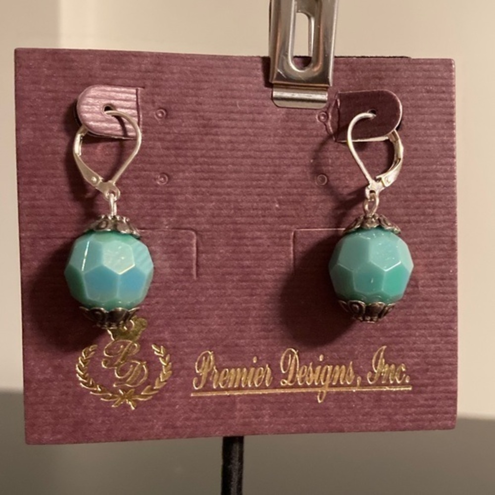 Premier Designs Aqua Faceted Earrings